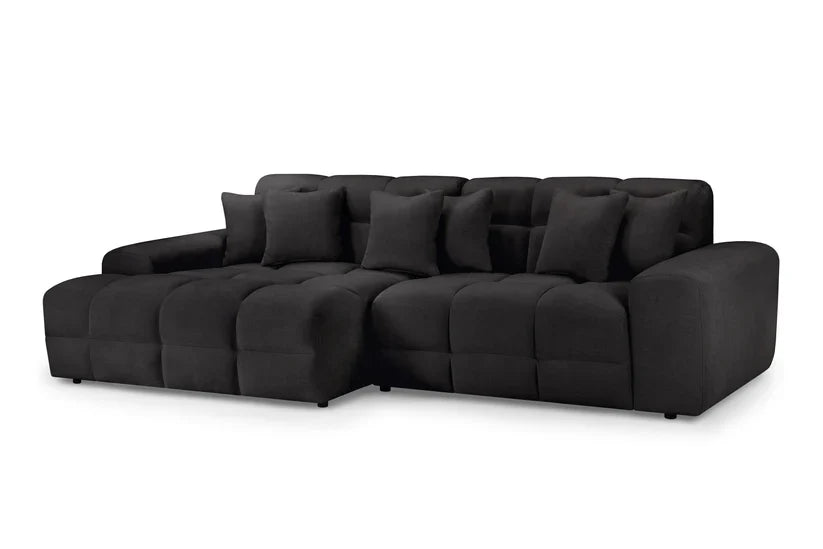 The Bubble Charcoal Black Boucle Fabric Left Hand Corner Cloud Sofa