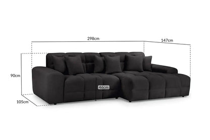 The Bubble Charcoal Black Boucle Fabric Right Hand Corner Cloud Sofa