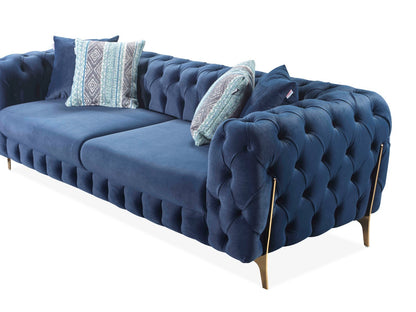 Alessio 3+2 Plush Velvet Sofa Gold Legs - 4 Colours