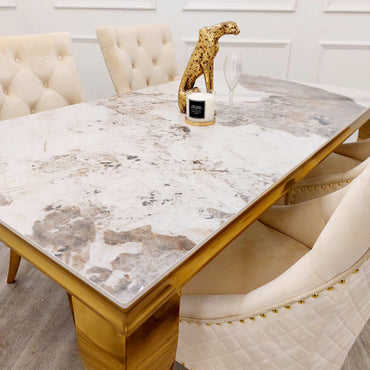 Louis 180CM Gold Marble Dining Table