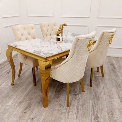 Louis 180CM Gold Marble Dining Table