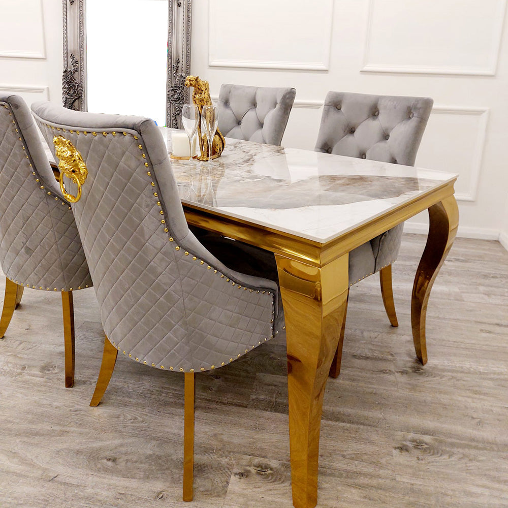 Louis 180CM Gold Marble Dining Table