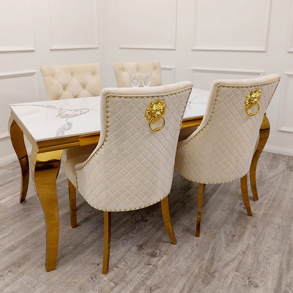 Louis 180CM Gold Marble Dining Table