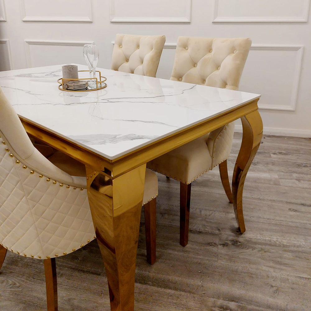 Louis 180CM Gold Marble Dining Table