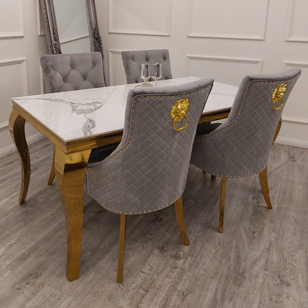 Louis 180CM Gold Marble Dining Table