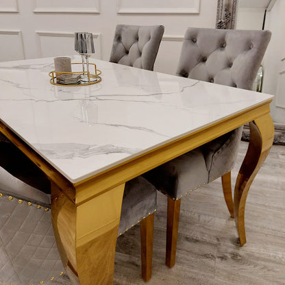 Louis 180CM Gold Marble Dining Table