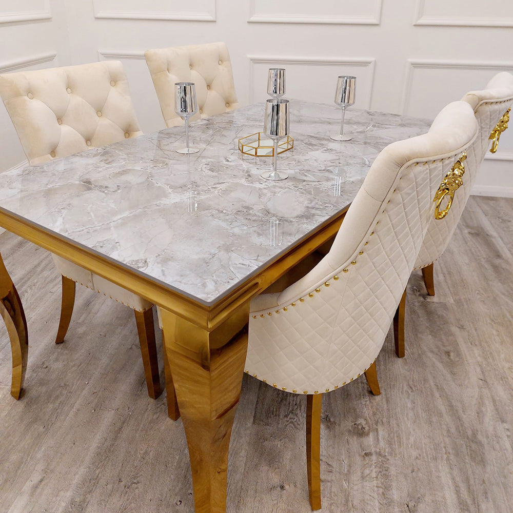 Louis 180CM Gold Marble Dining Table