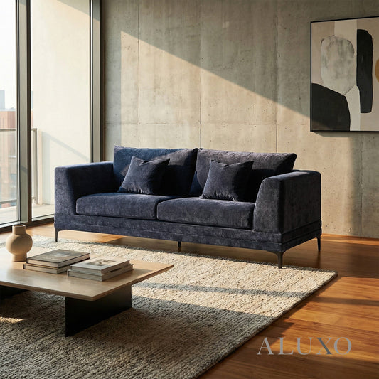 Lenox 3 Seater Sofa – Aegean Blue Mermaid Velvet | Mid-Century Modern