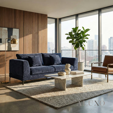 Lenox 3 Seater Sofa – Aegean Blue Mermaid Velvet | Mid-Century Modern