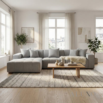 Leonard Left Hand Facing (LHF) Corner Sofa – Cloudy Grey Bouclé