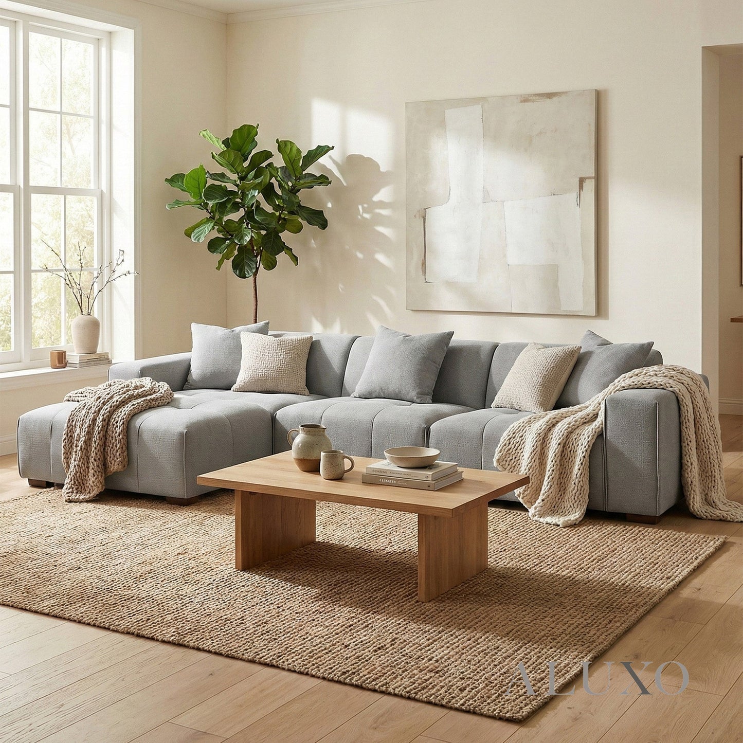 Leonard Left Hand Facing (LHF) Corner Sofa – Cloudy Grey Bouclé