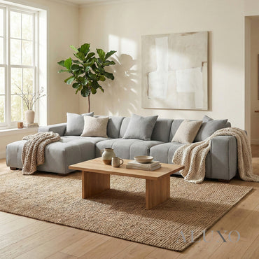 Leonard Left Hand Facing (LHF) Corner Sofa – Cloudy Grey Bouclé