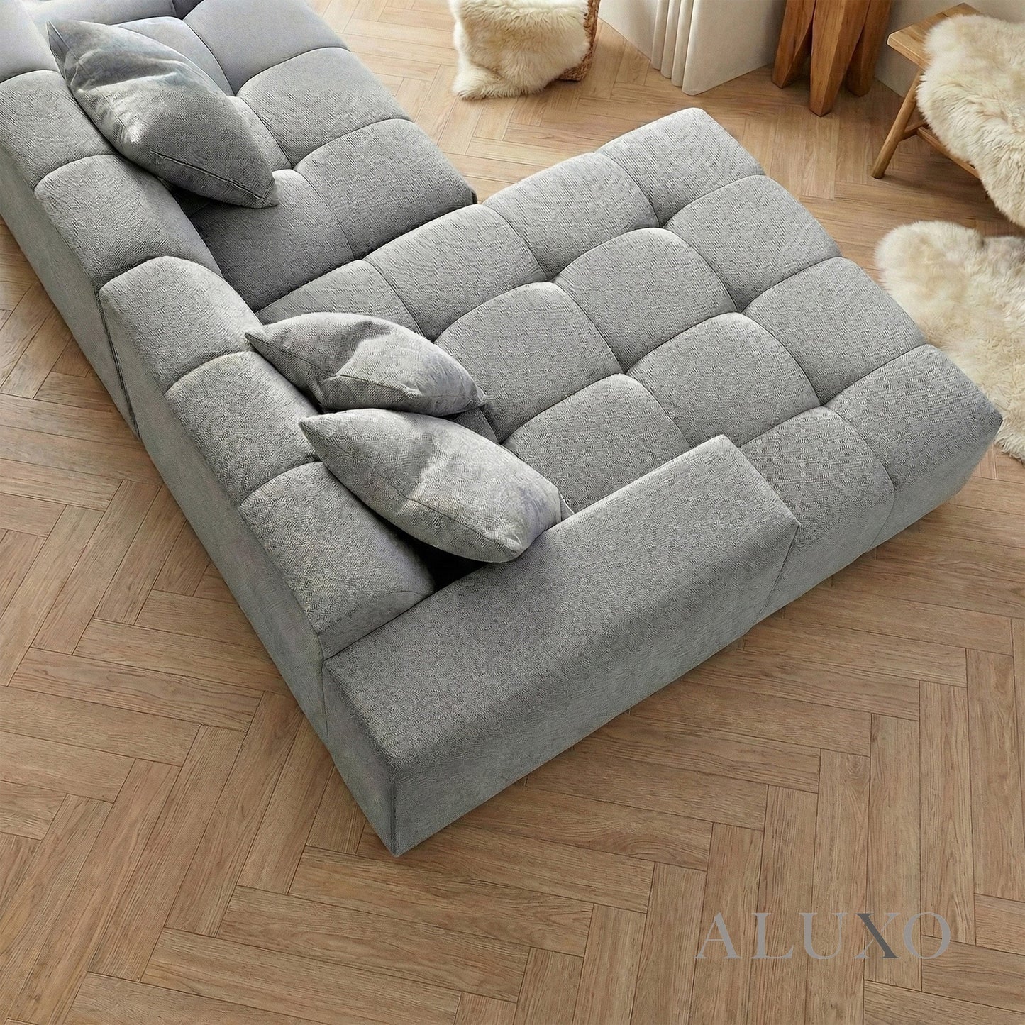 Leonard Left Hand Facing (LHF) Corner Sofa – Cloudy Grey Bouclé