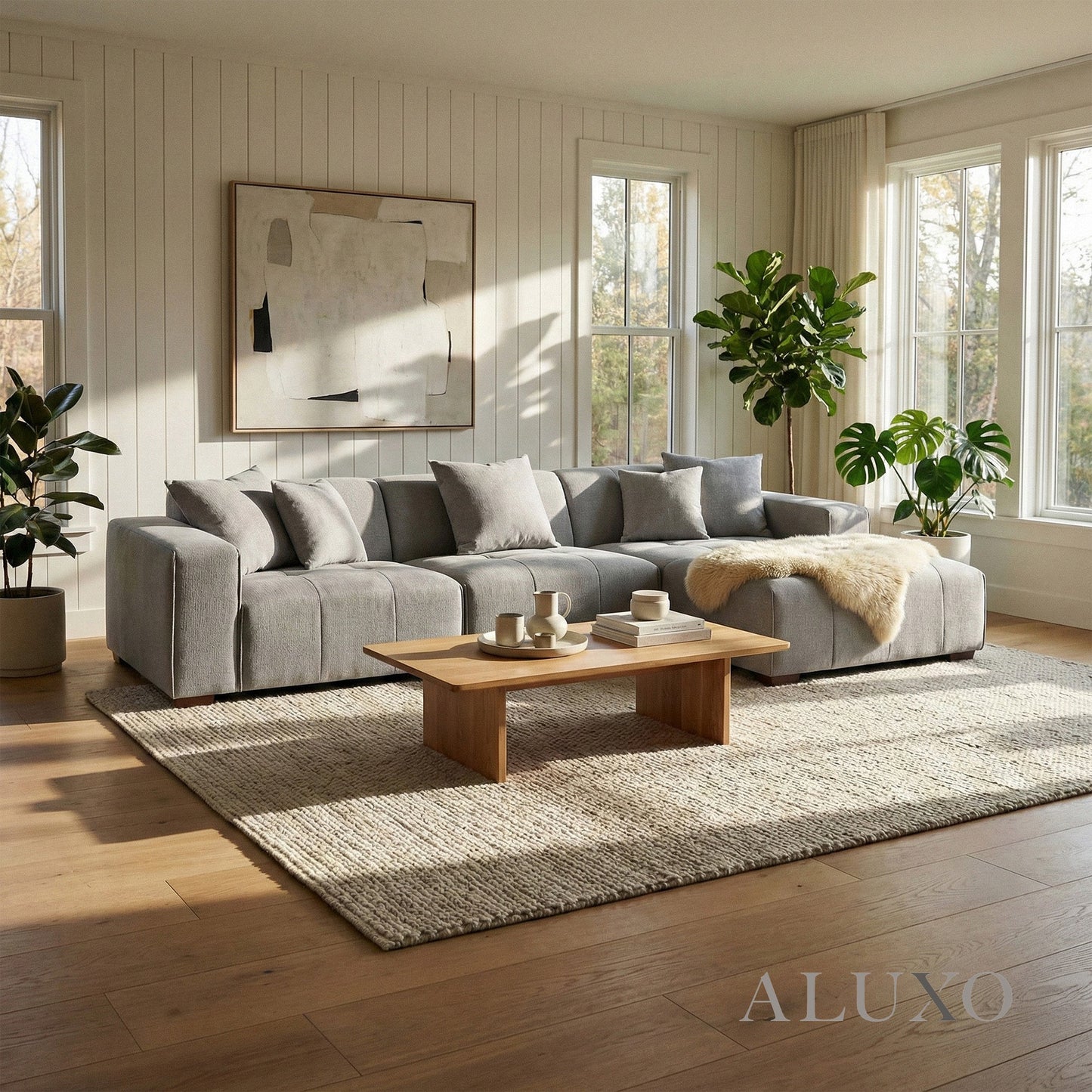 Leonard Right Hand Facing (RHF) Corner Sofa – Cloudy Grey Bouclé