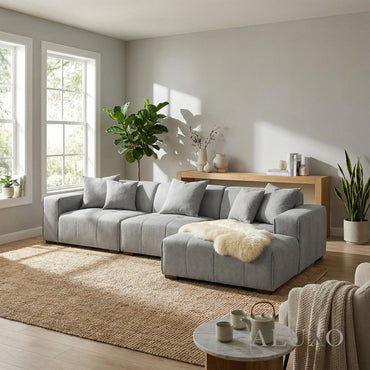 Leonard Right Hand Facing (RHF) Corner Sofa – Cloudy Grey Bouclé