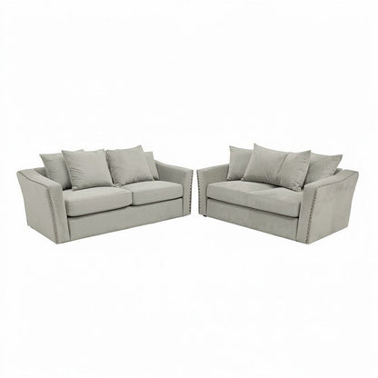 Lincoln 3+2 Seater Sofa With Scatter Back Cushion In Marine Blue Velvet Fabric