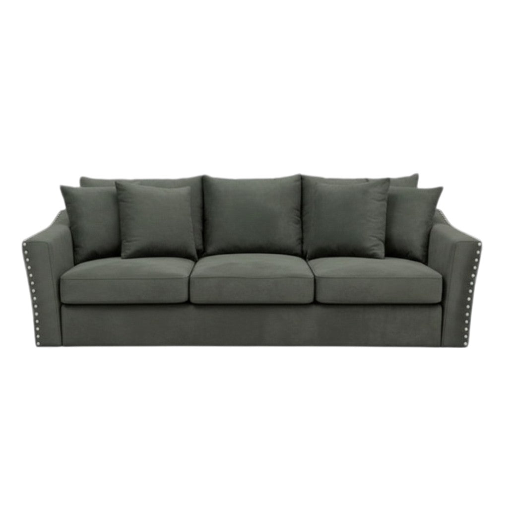 Lincoln 3+2 Seater Sofa With Scatter Back Cushion In Pebble Grey Velvet Fabric