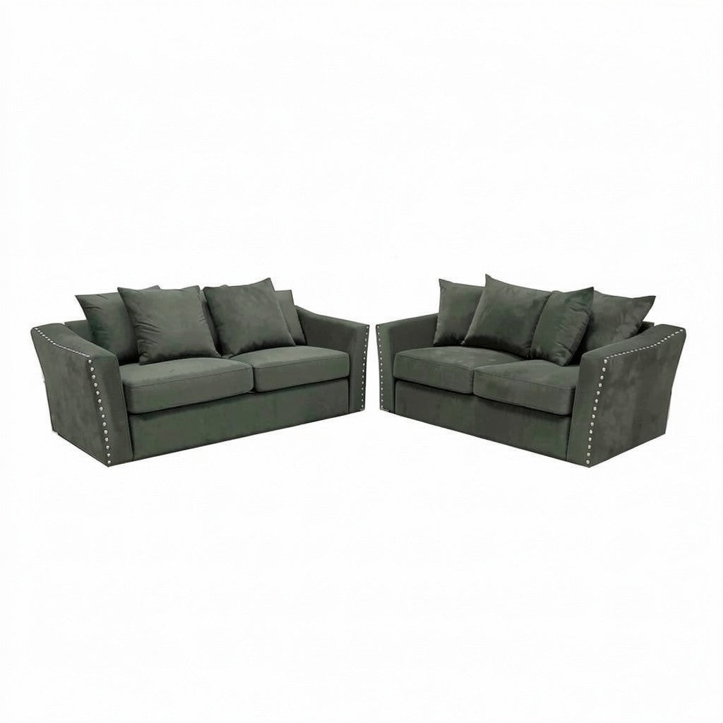 Lincoln 3+2 Seater Sofa With Scatter Back Cushion In Steel Grey Velvet Fabric