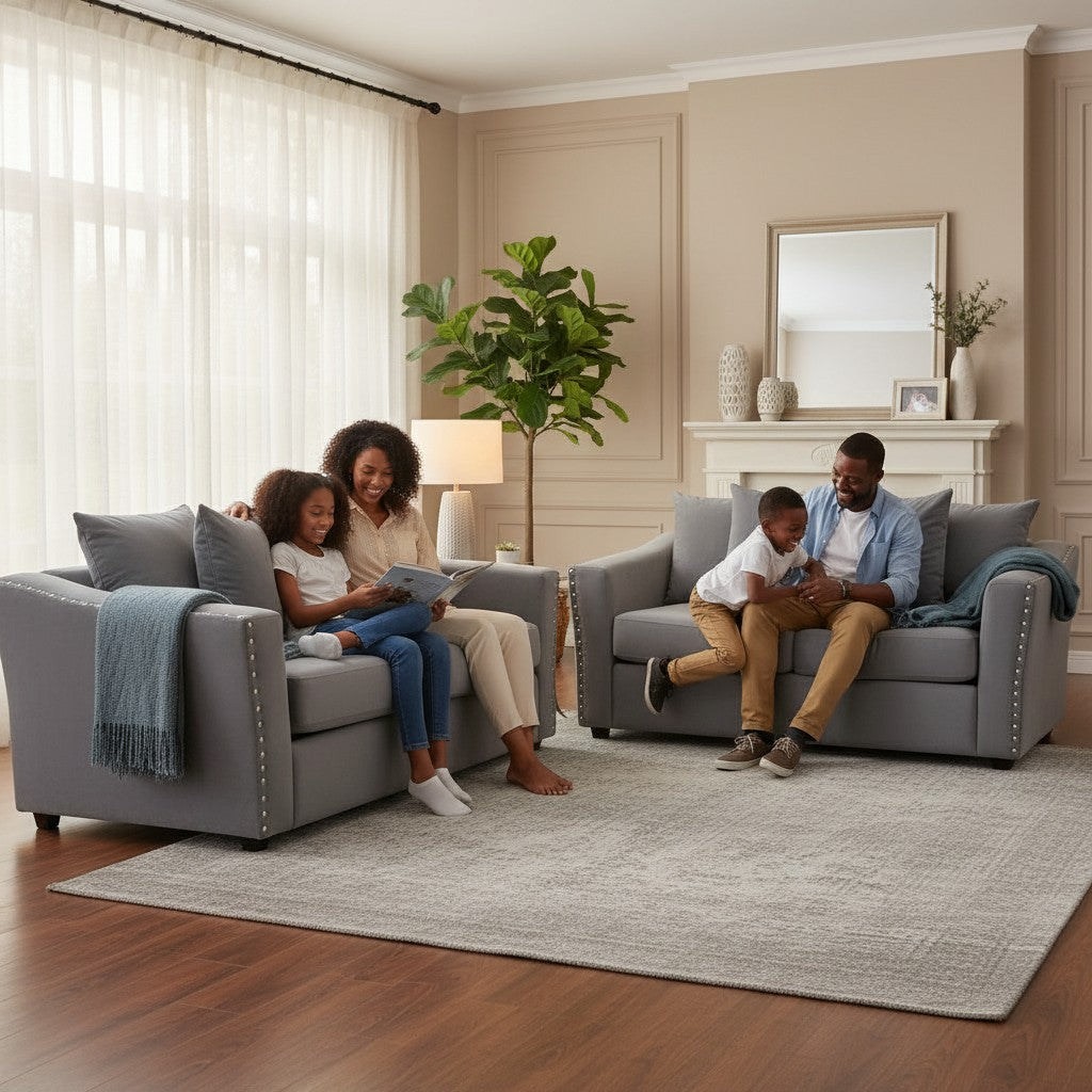 Lincoln 3+2 Seater Sofa With Scatter Back Cushion In Pebble Grey Velvet Fabric