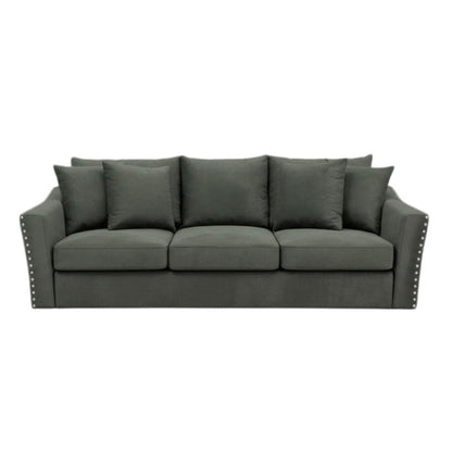 Lincoln 3+2 Seater Sofa With Scatter Back Cushion In Steel Grey Velvet Fabric