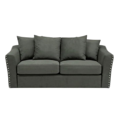 Lincoln 3+2 Seater Sofa With Scatter Back Cushion In Ebony Black Velvet Fabric