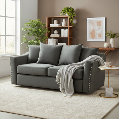 Lincoln 3+2 Seater Sofa With Scatter Back Cushion In Steel Grey Velvet Fabric
