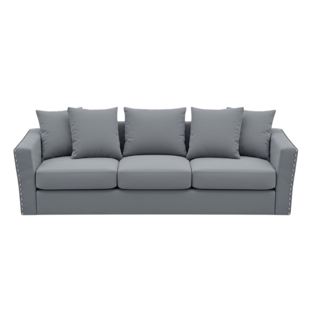 Lincoln 3+2 Seater Sofa With Scatter Back Cushion In Steel Grey Velvet Fabric