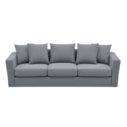Lincoln 3+2 Seater Sofa With Scatter Back Cushion In Marine Blue Velvet Fabric