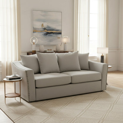 Lincoln 3+2 Seater Sofa With Scatter Back Cushion In Ebony Black Velvet Fabric
