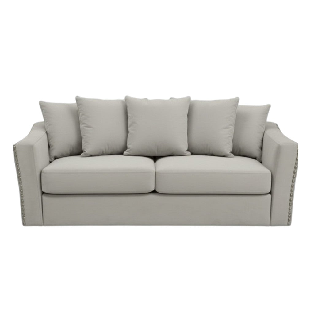 Lincoln 3+2 Seater Sofa With Scatter Back Cushion In Steel Grey Velvet Fabric