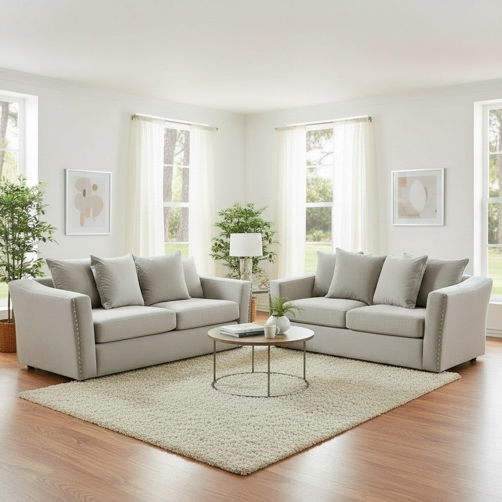 Lincoln 3+2 Seater Sofa With Scatter Back Cushion In Steel Grey Velvet Fabric