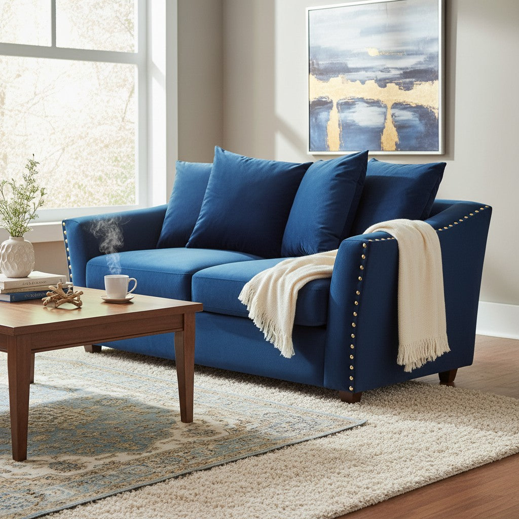 Lincoln 3+2 Seater Sofa With Scatter Back Cushion In Ebony Black Velvet Fabric