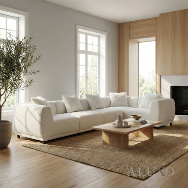 Lottie 5-Piece Modular Corner Sofa – Polar Bouclé | Customisable Layout