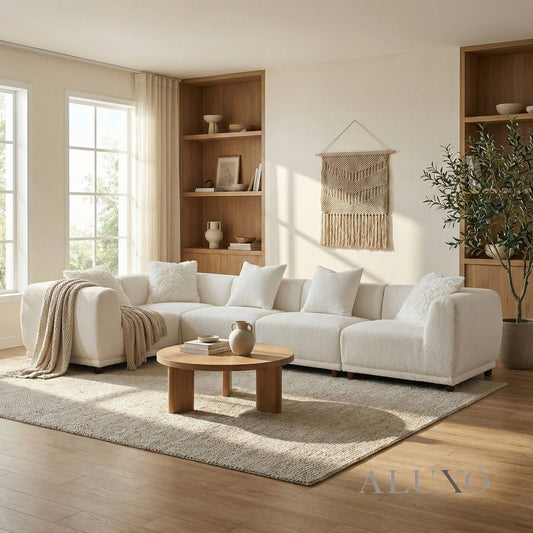 Lottie 5-Piece Modular Corner Sofa – Polar Bouclé | Customisable Layout