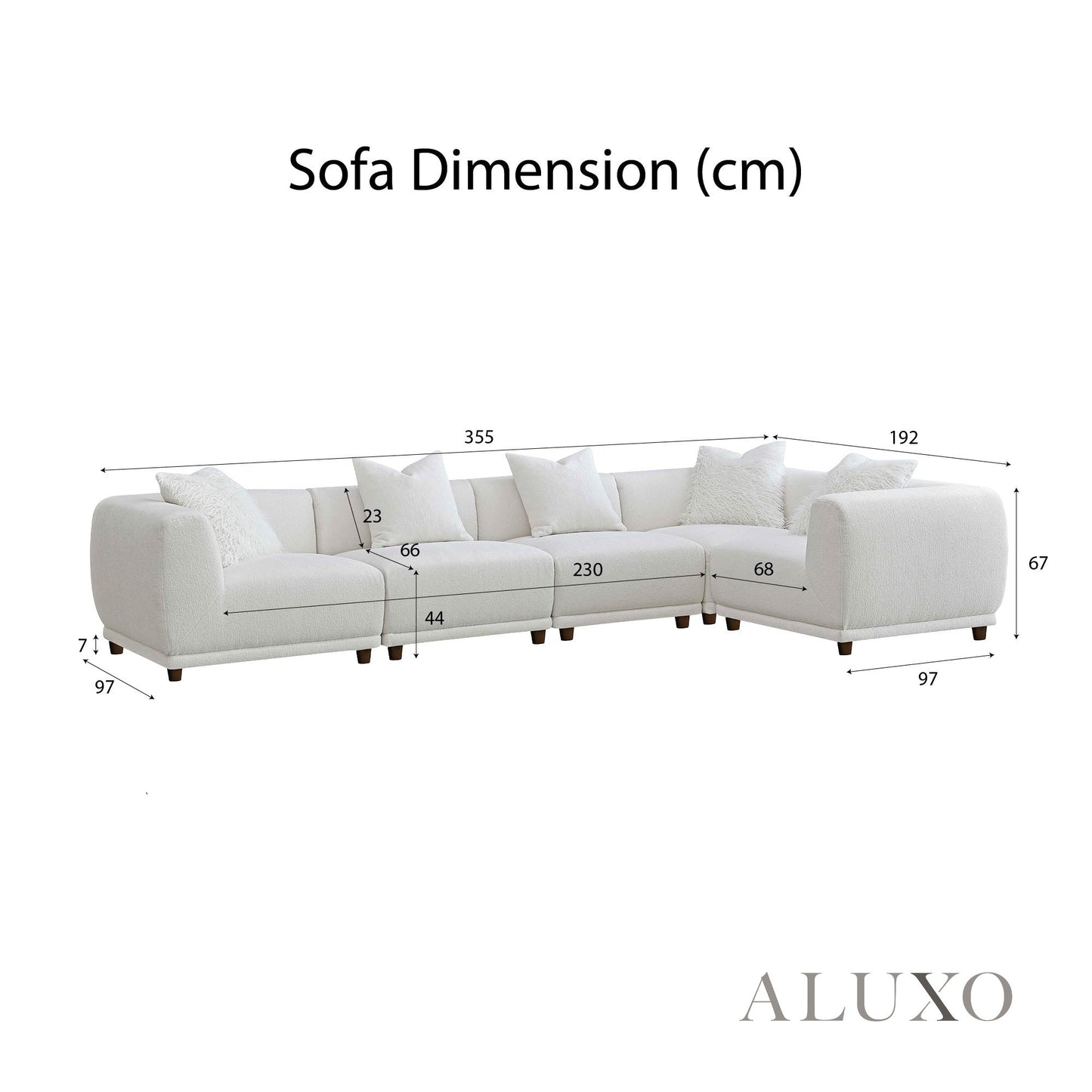 ALUXO® Lottie Modular Corner Sofa Set with Footstool – Polar White Bouclé