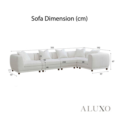 ALUXO® Lottie Modular Corner Sofa Set with Footstool – Polar White Bouclé
