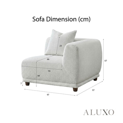 ALUXO® Lottie Modular Corner Sofa Set with Footstool – Polar White Bouclé