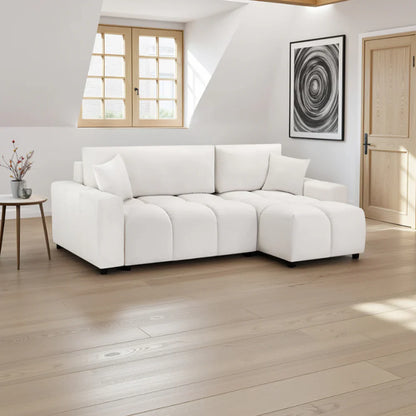 Luki Sofa Bed Beige Boucle Velvet Universal Corner