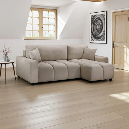 Luki Sofa Bed Mocha Velvet Universal Corner