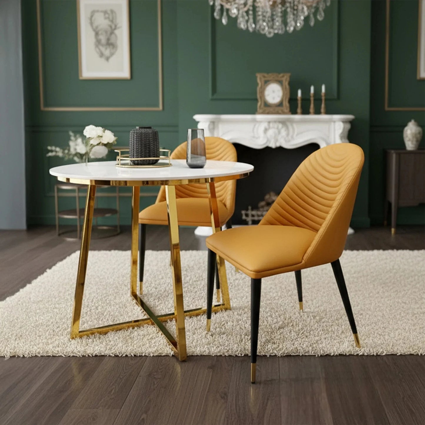 Luxury Arne Tan Leather Dining Chair With Faux Leather And Scandinavian Black Legs