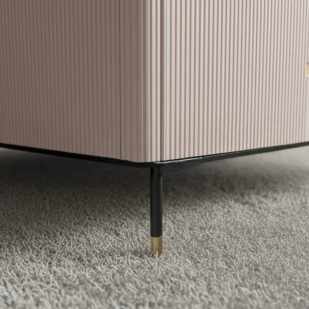Luxury Bengt 130cm Ribbed Coffee Table With White Stone Top And 2 Drawers