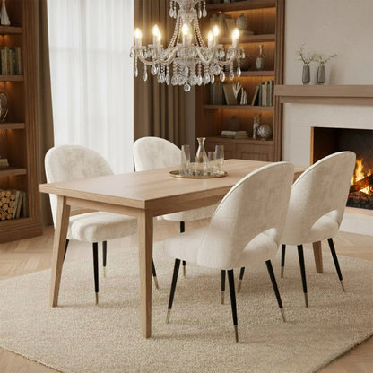 Luxury Bjorn Beige Velvet Dining Chairs With Gold Tip Legs And Scandinavian Modern