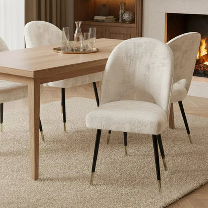 Luxury Bjorn Beige Velvet Dining Chairs With Gold Tip Legs And Scandinavian Modern