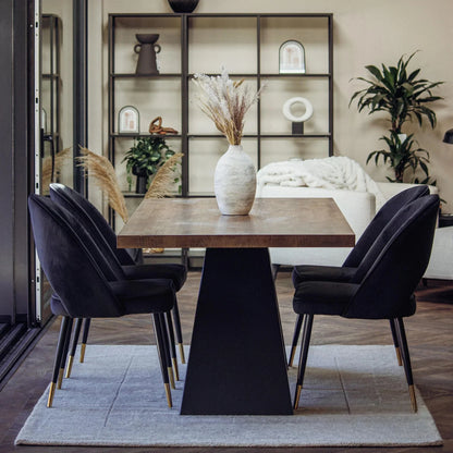 Luxury Bjorn Black Velvet Dining Chairs Scandinavian Modern With Gold Tip Legs