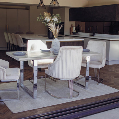 Luxury Ivar 180cm Slimline Light Pine Wood Dining Table With Chrome Legs