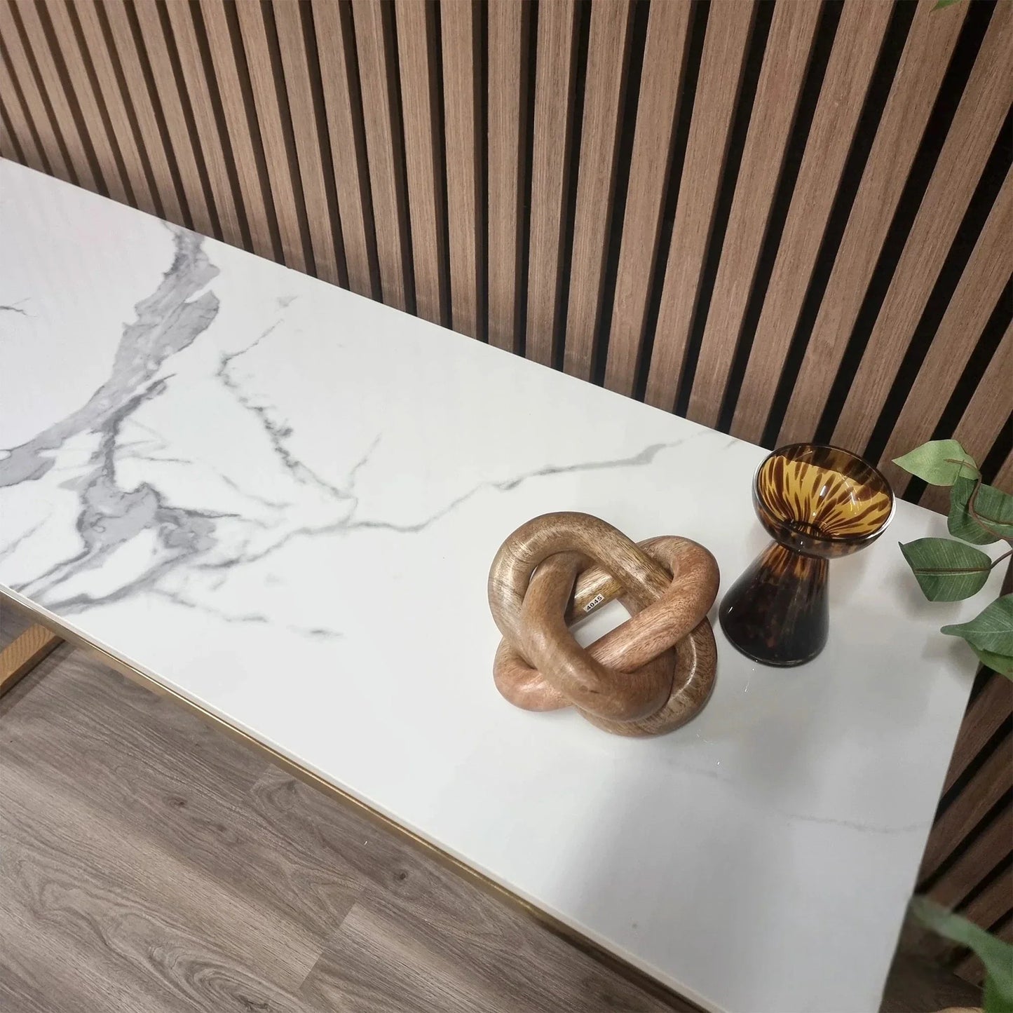 Luxury Jiro Gold Console Table With 120x40cm Polar White Stone Top