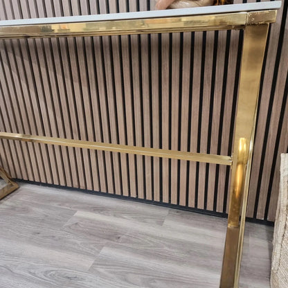Luxury Jiro Gold Console Table With 120x40cm Polar White Stone Top