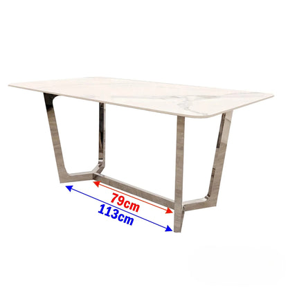 Luxury Loki 160cm White Sintered Stone Dining Table With Chrome Y-Leg Stand