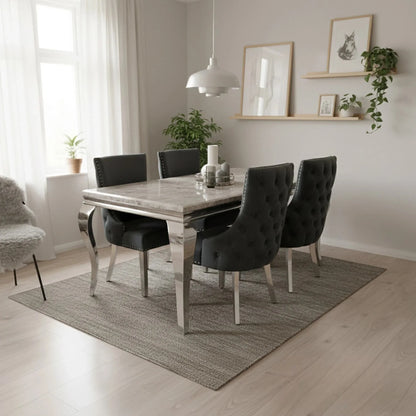 Luxury Lorens 180cm Marble Dining Table With Chrome 4-Leg Base