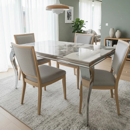 Luxury Lorens 180cm Marble Dining Table With Chrome 4-Leg Base